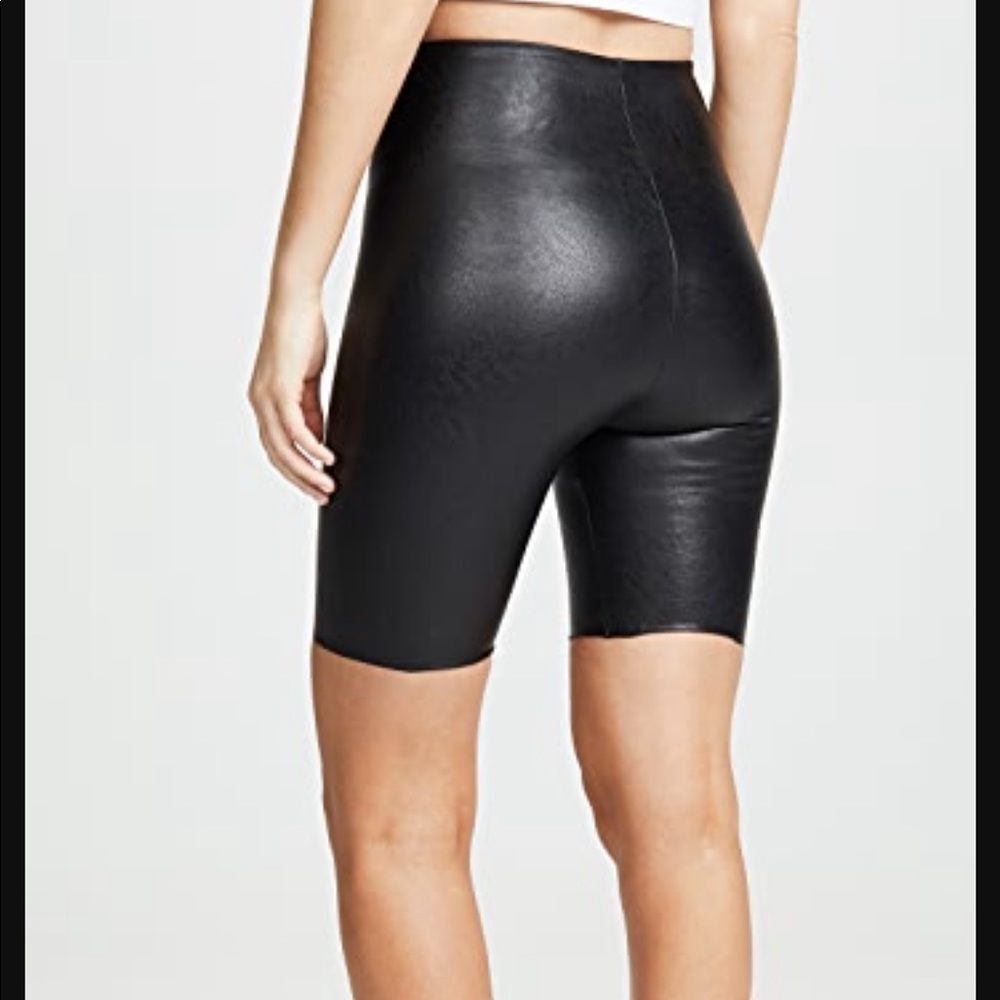 Leather biker shorts